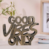 Good Vibes Only Wooden Desk Decor – Rustic Motivational Table Sign
