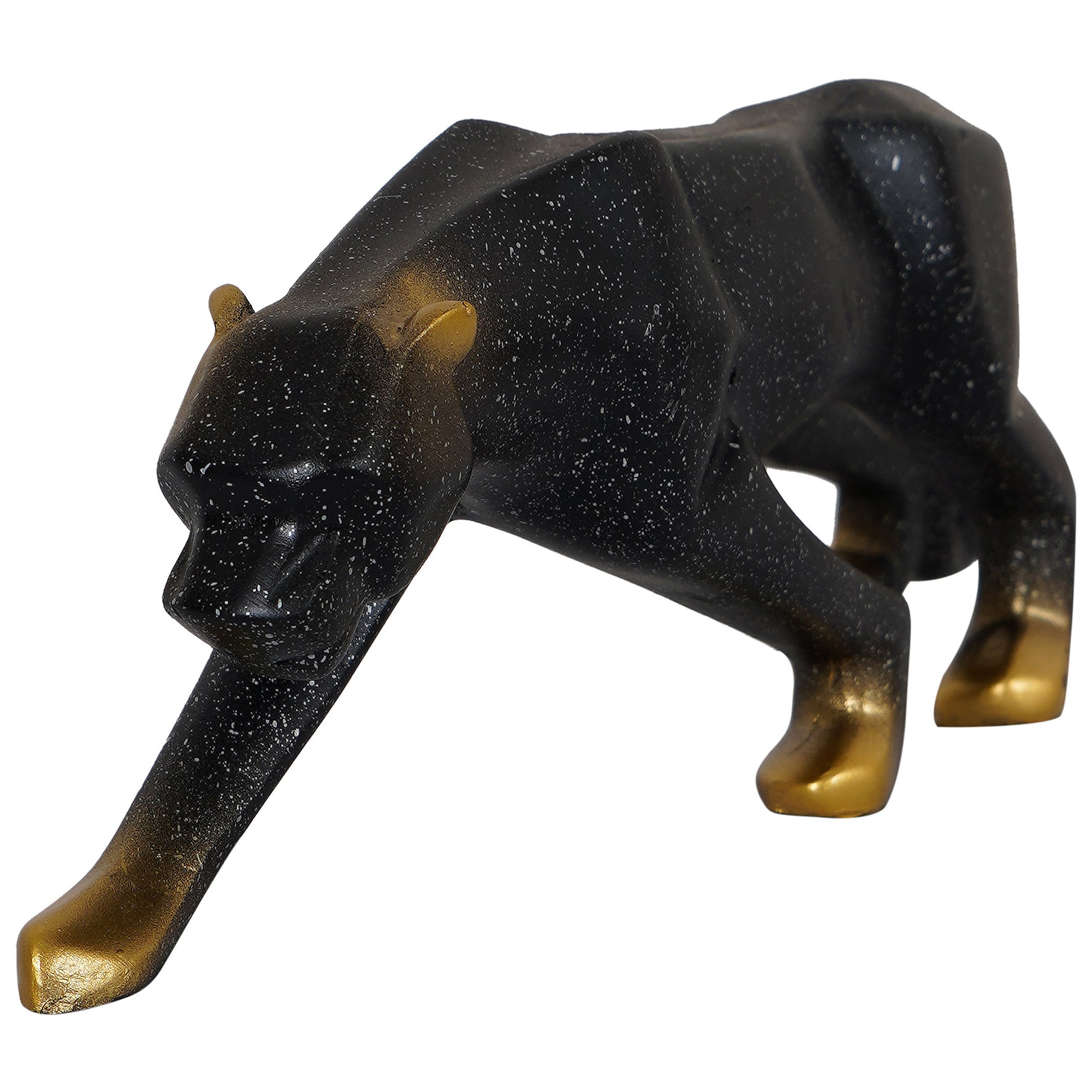 Black & Gold Panther Resin Figurine – Modern Decorative Sculpture