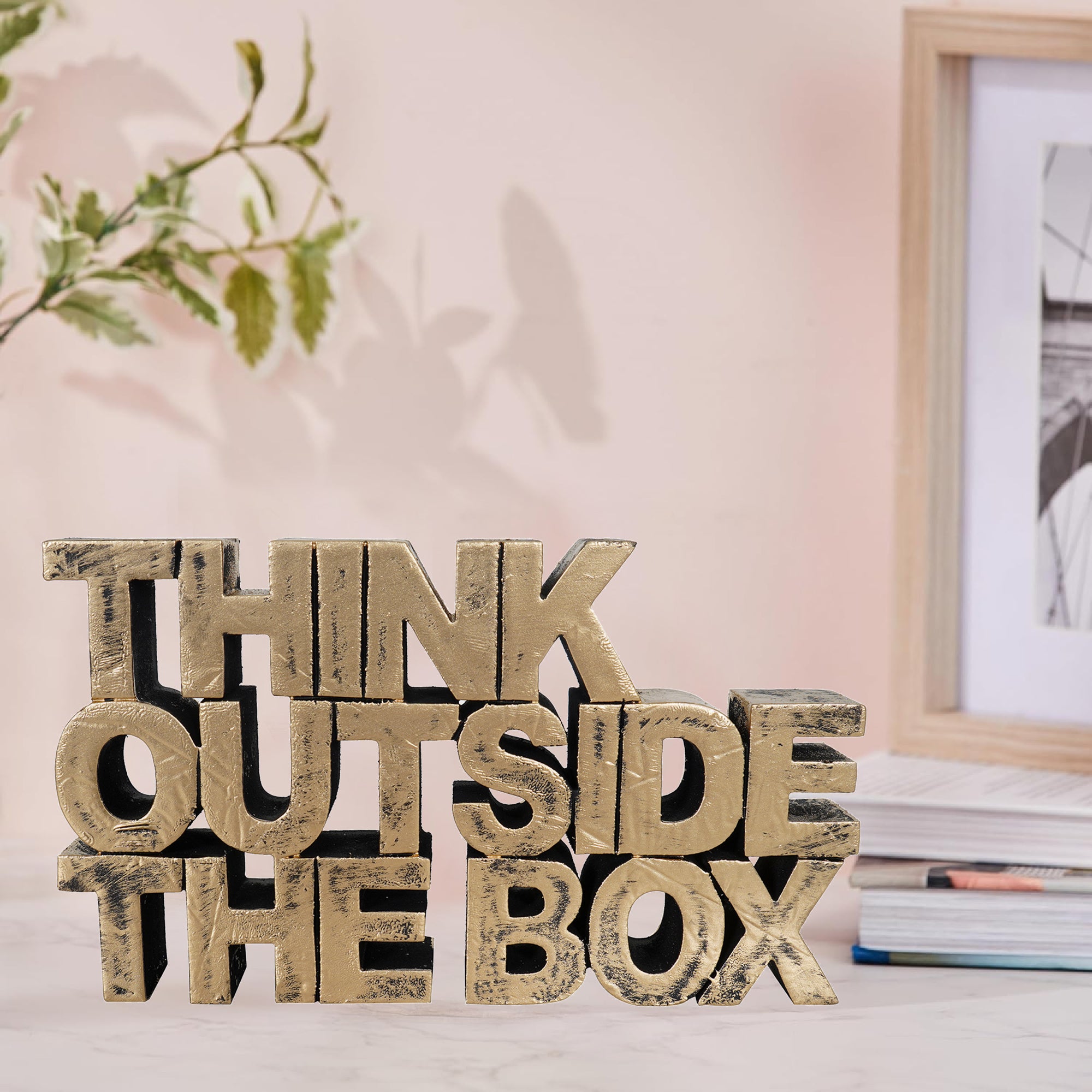Think Outside The Box Motivational Desk Showpiece