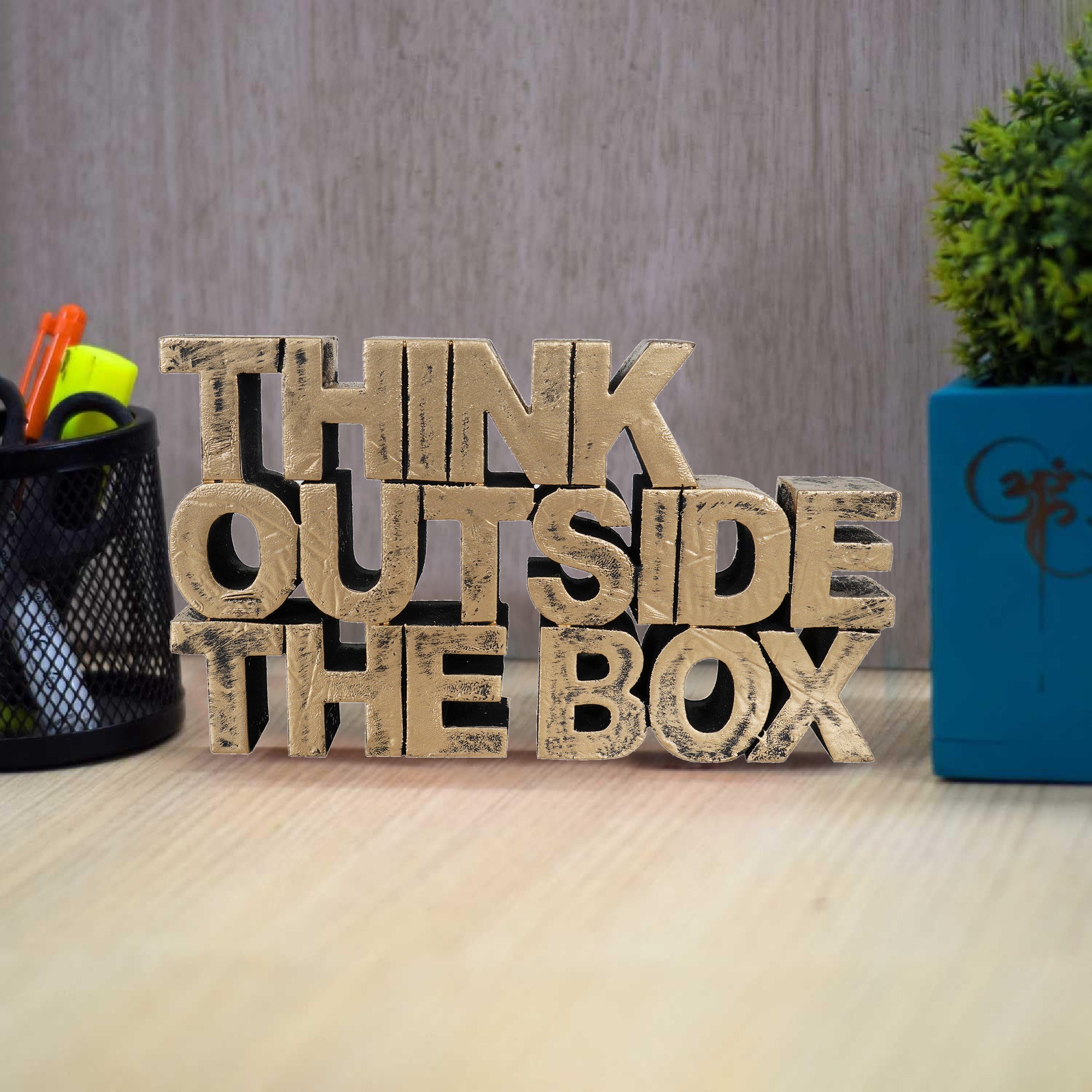 Think Outside The Box Motivational Desk Showpiece