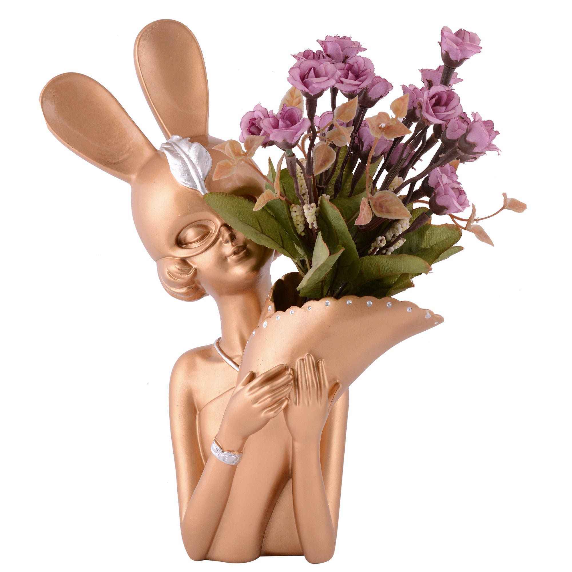 Lady Bunny Ear Resin Flower Holder Vase