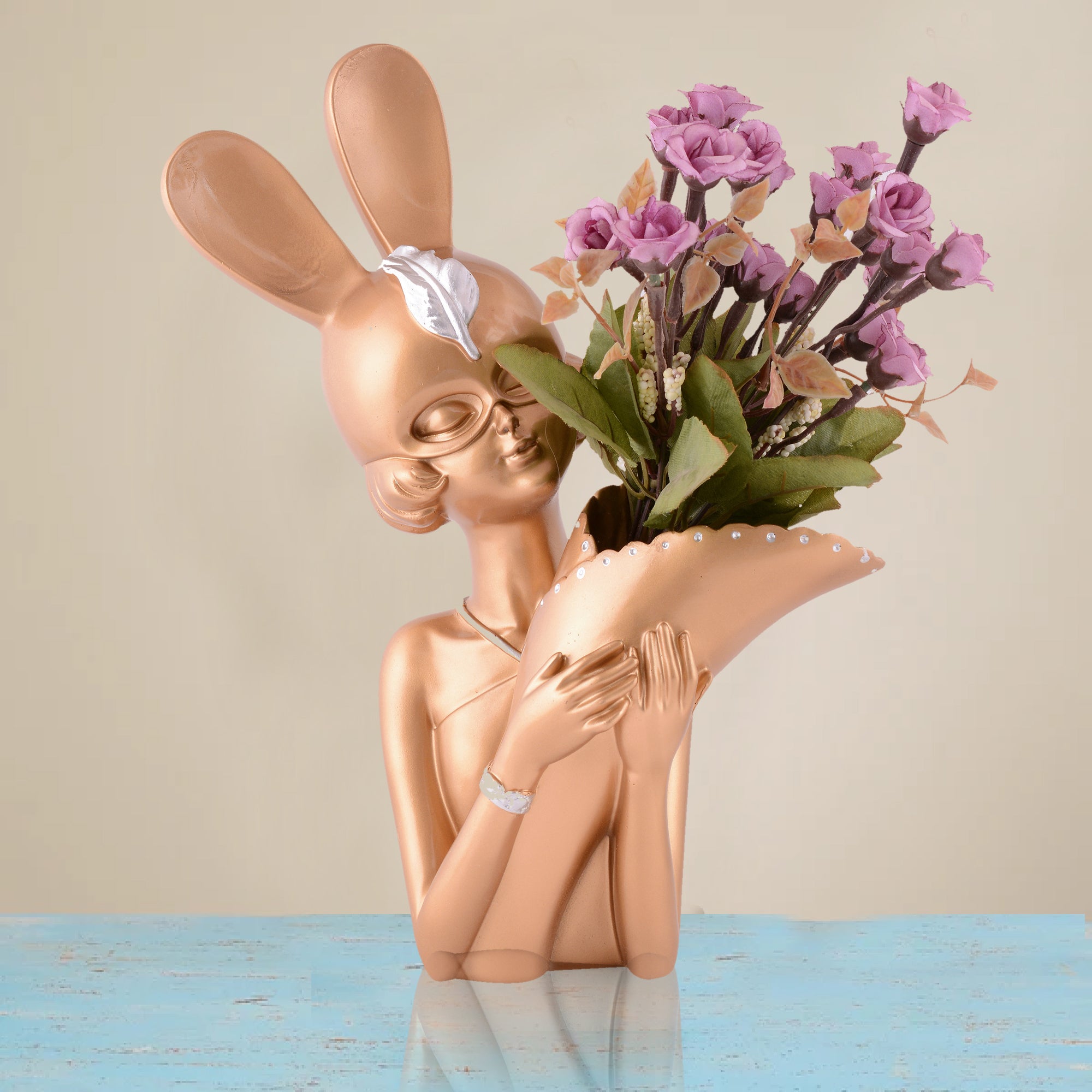 Lady Bunny Ear Resin Flower Holder Vase