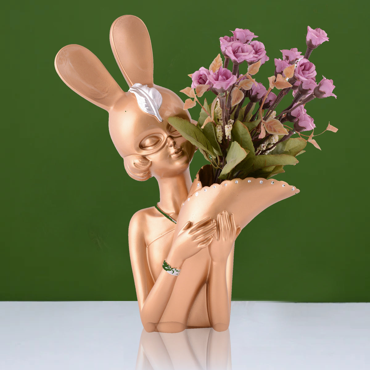 Lady Bunny Ear Resin Flower Holder Vase