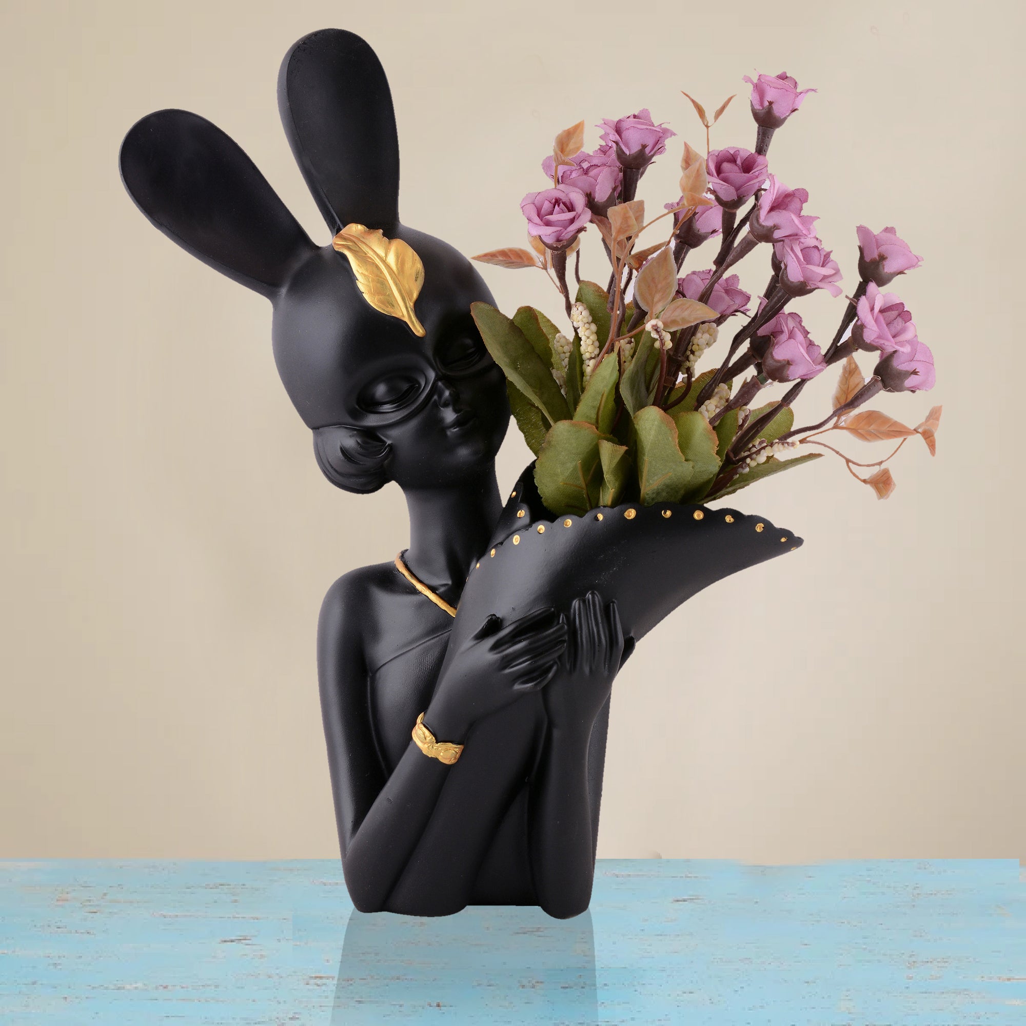 Lady Bunny Ear Resin Flower Holder Vase