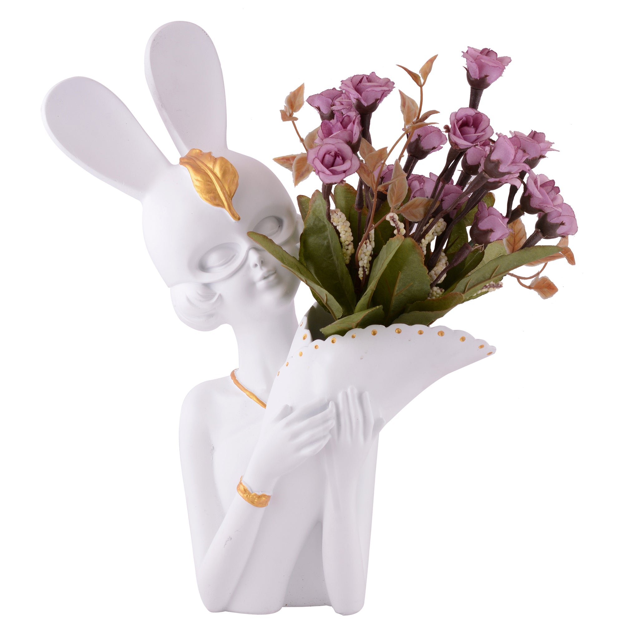 Lady Bunny Ear Resin Flower Holder Vase