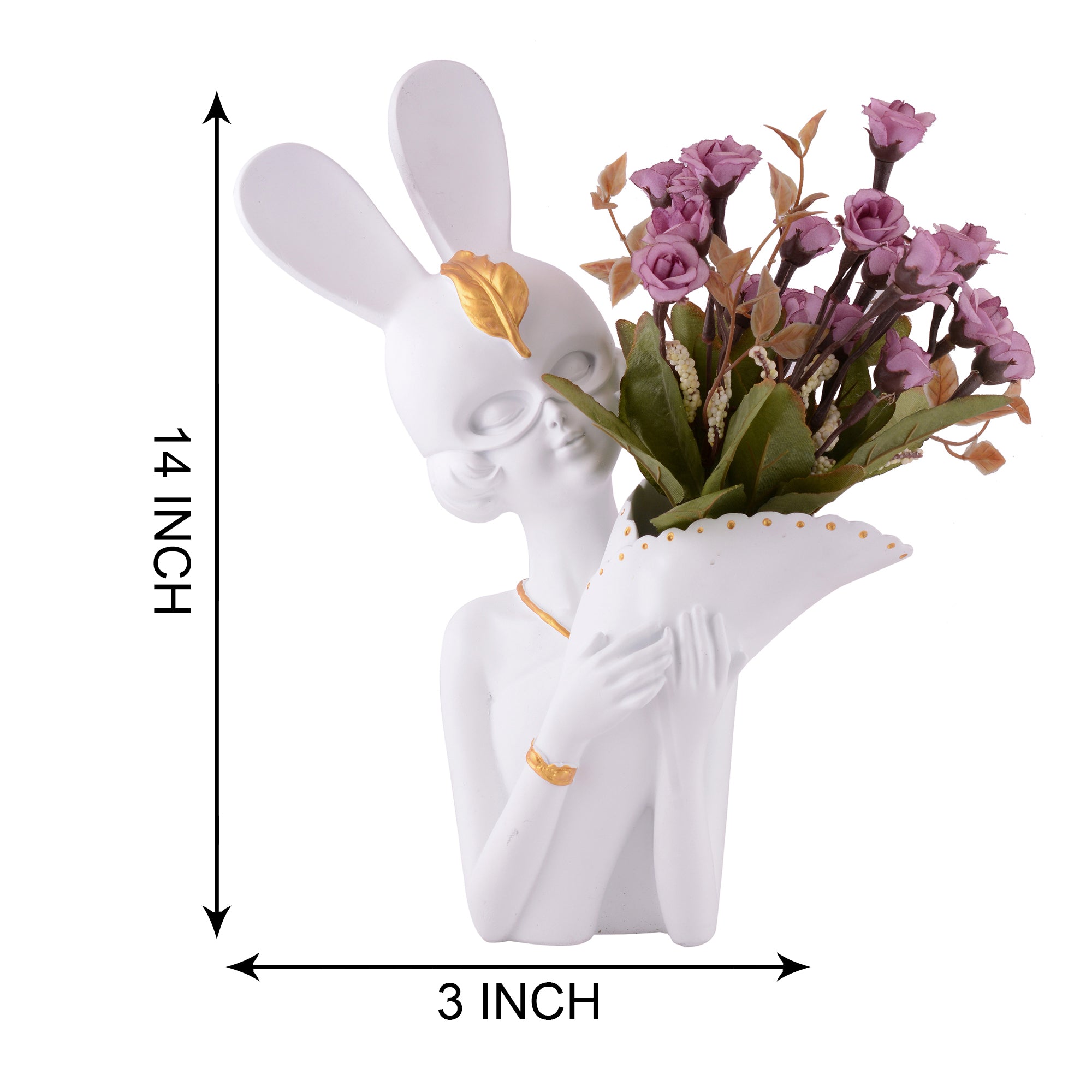 Lady Bunny Ear Resin Flower Holder Vase