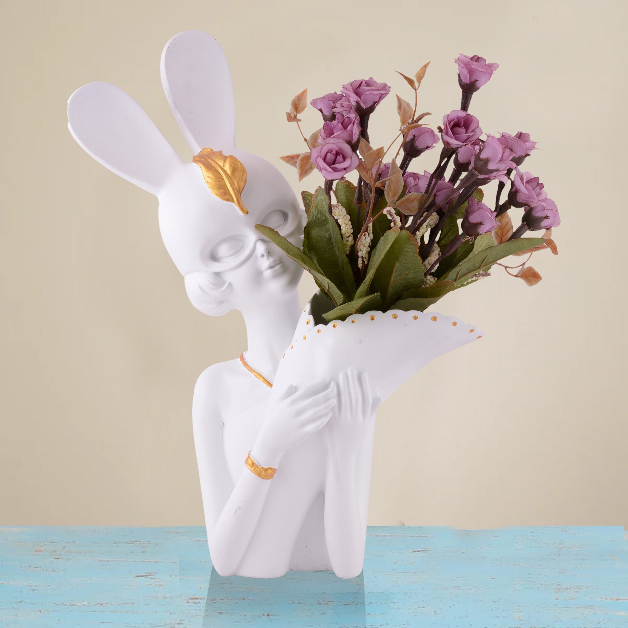 Lady Bunny Ear Resin Flower Holder Vase