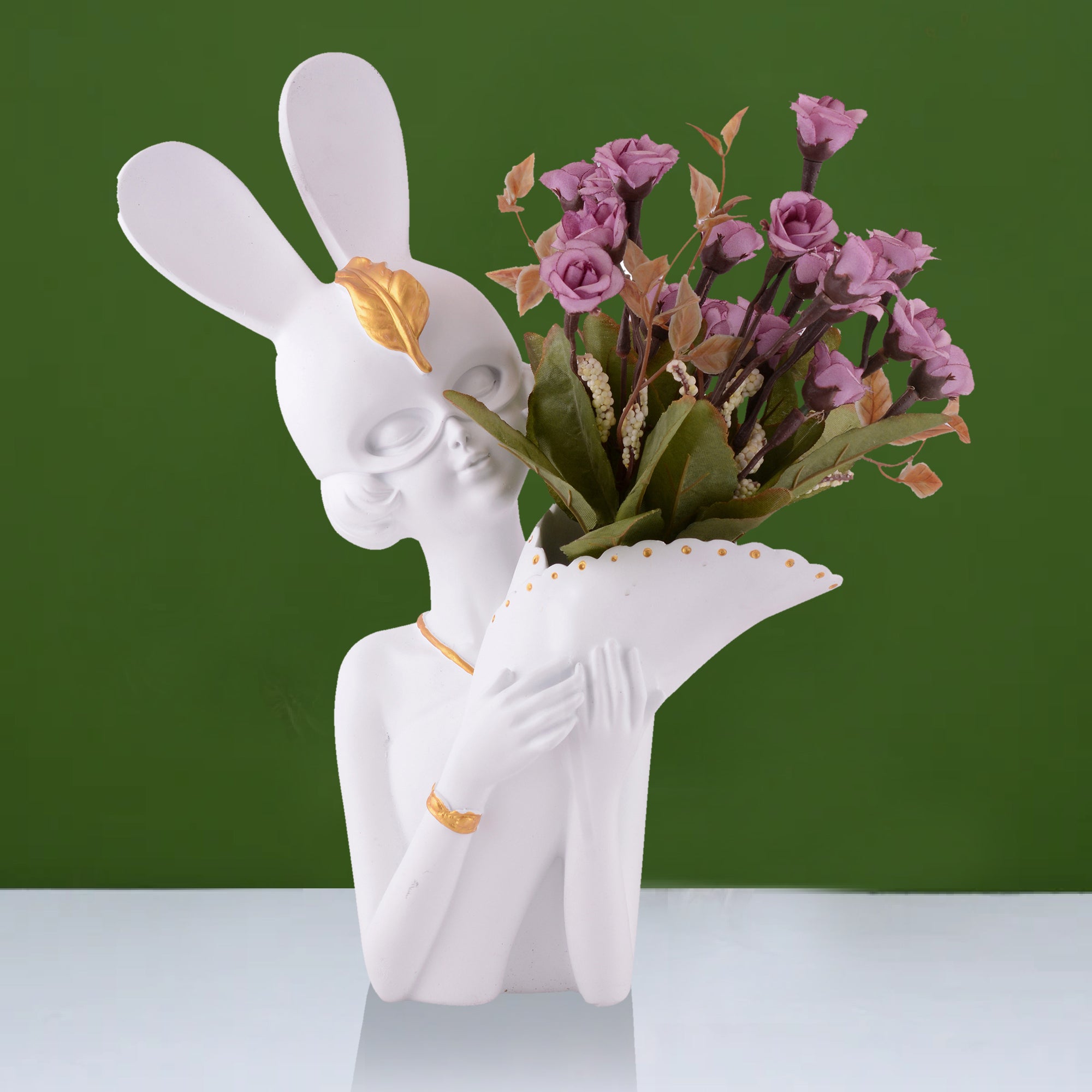 Lady Bunny Ear Resin Flower Holder Vase