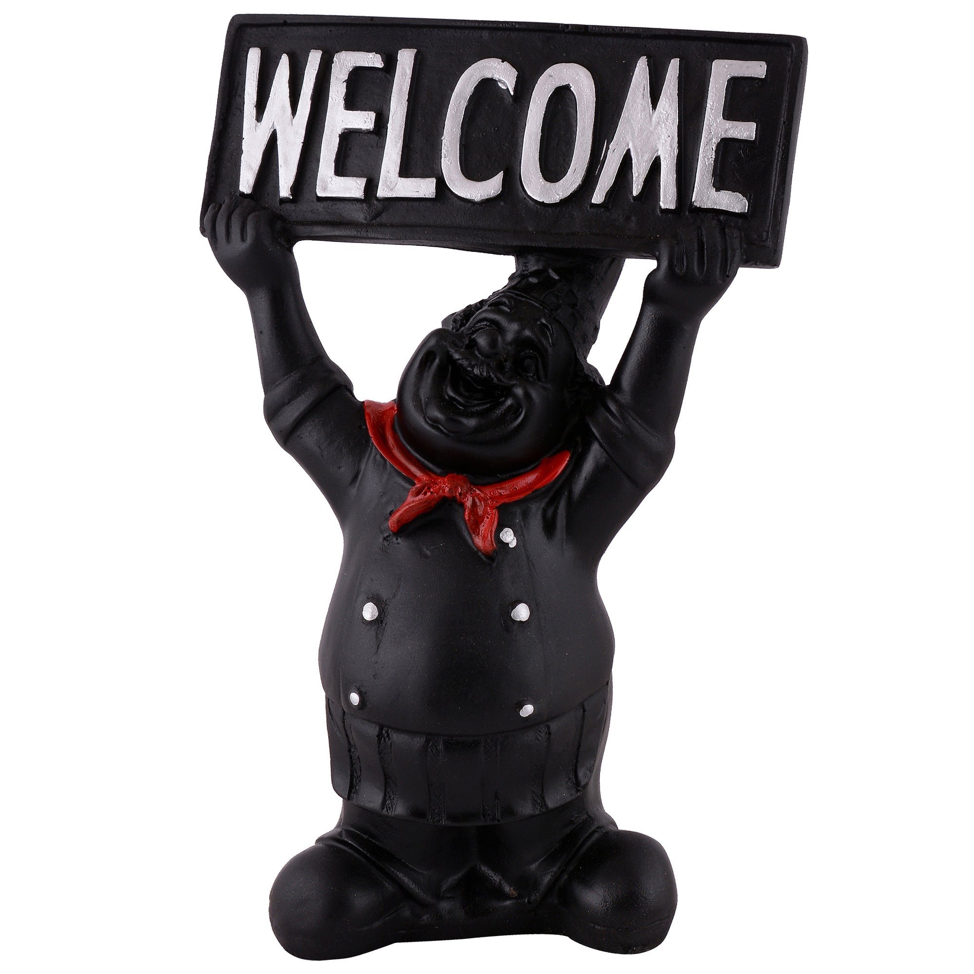Welcome Chef Figurine – Black Restaurant & Home Entrance Decor