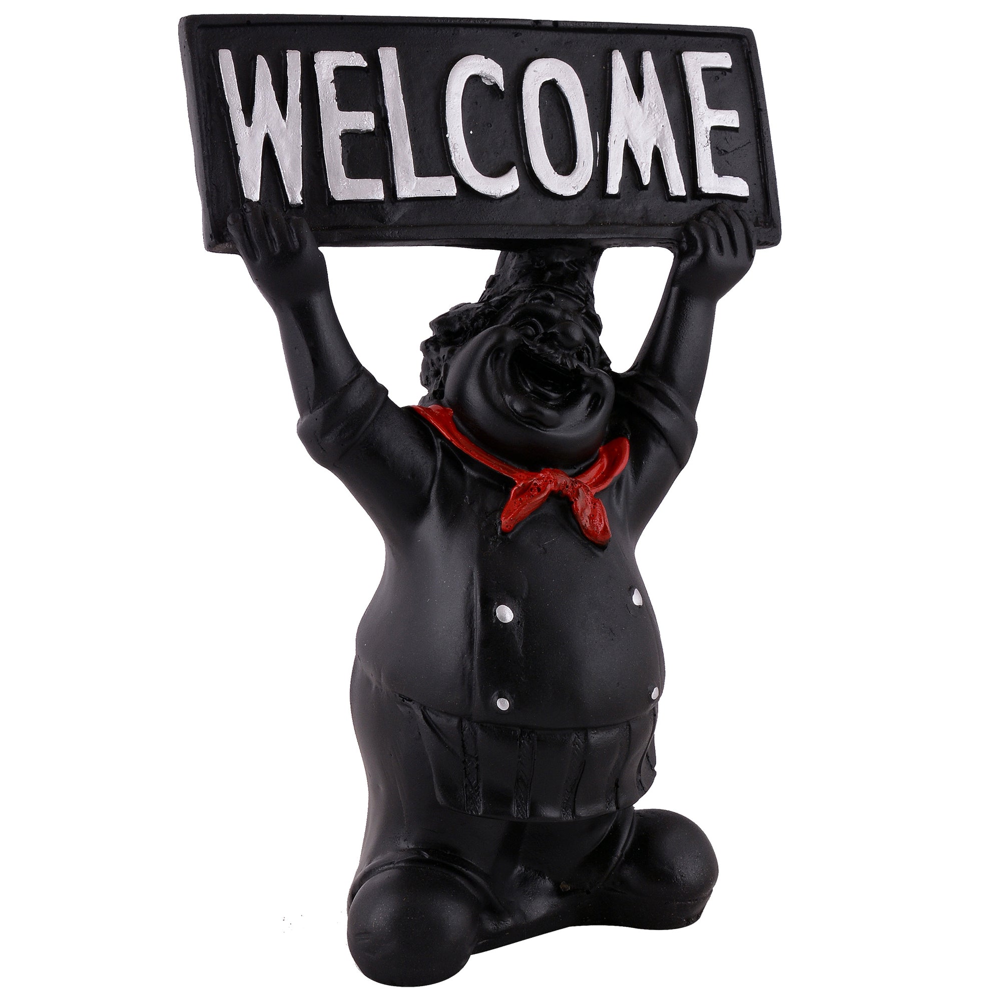 Welcome Chef Figurine – Black Restaurant & Home Entrance Decor