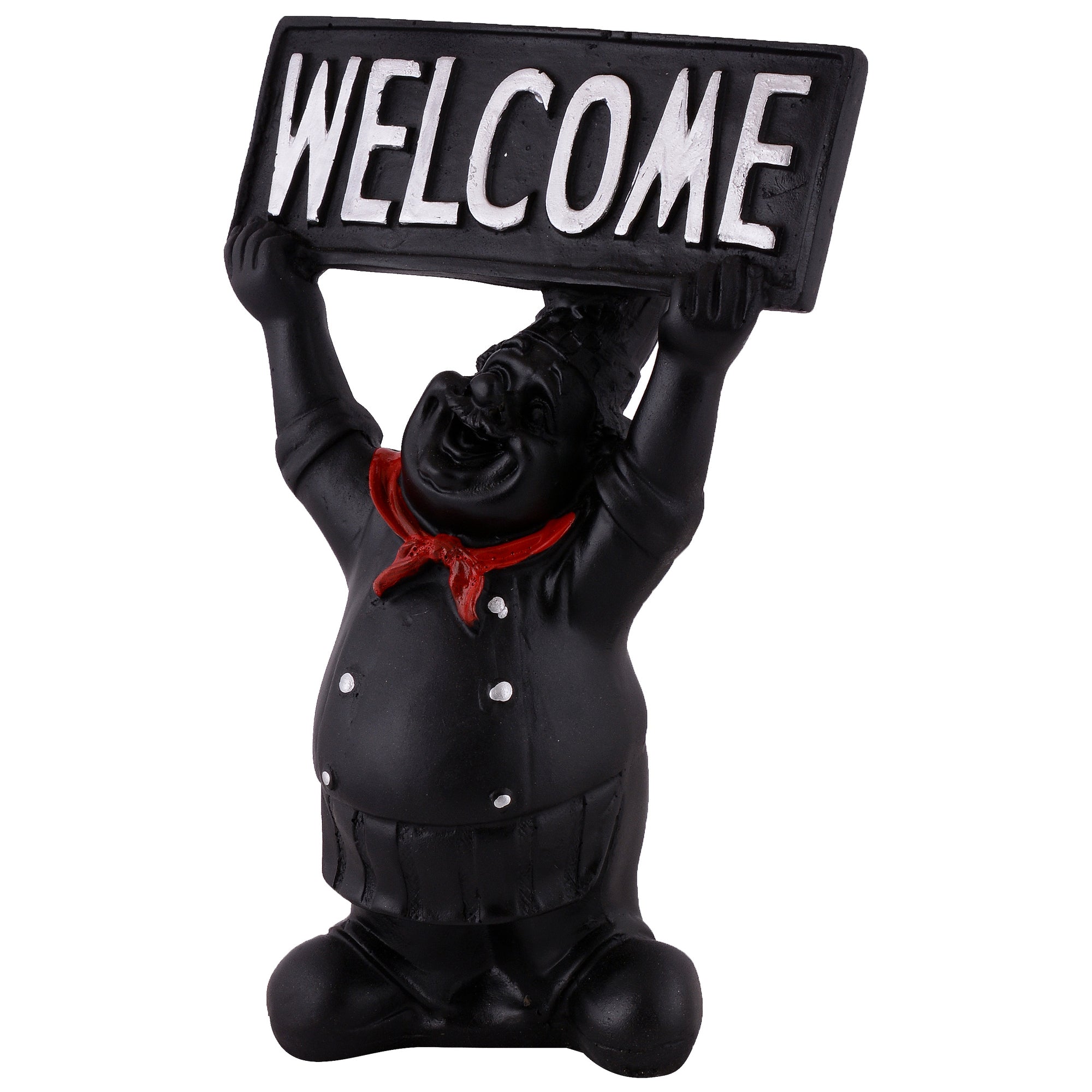 Welcome Chef Figurine – Black Restaurant & Home Entrance Decor
