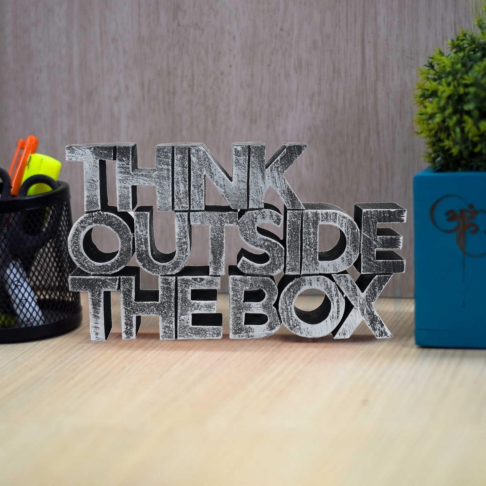 Think Outside The Box Motivational Desk Showpiece