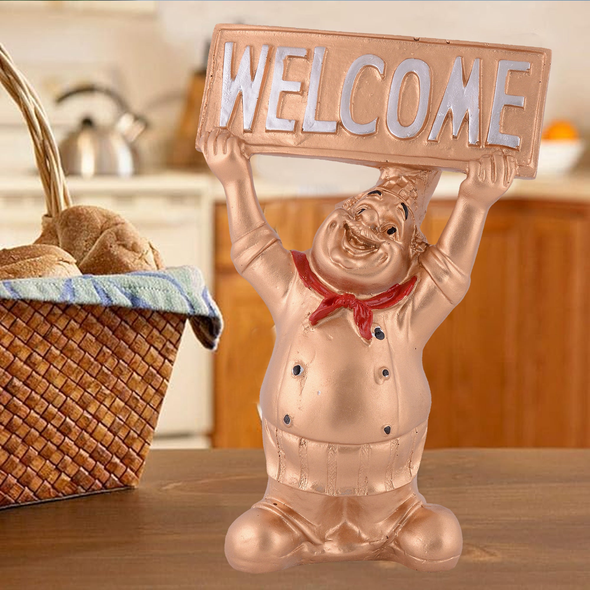 Welcome Chef Figurine – Black Restaurant & Home Entrance Decor