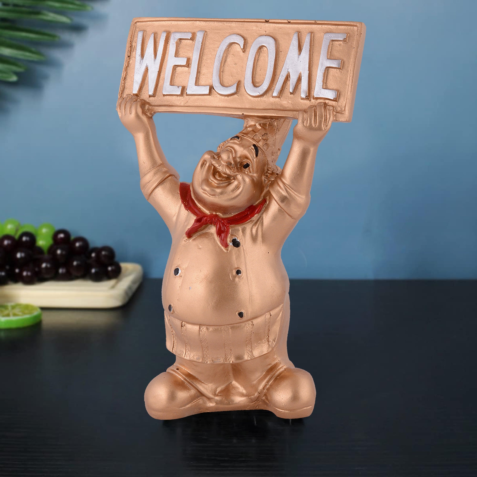 Welcome Chef Figurine – Black Restaurant & Home Entrance Decor