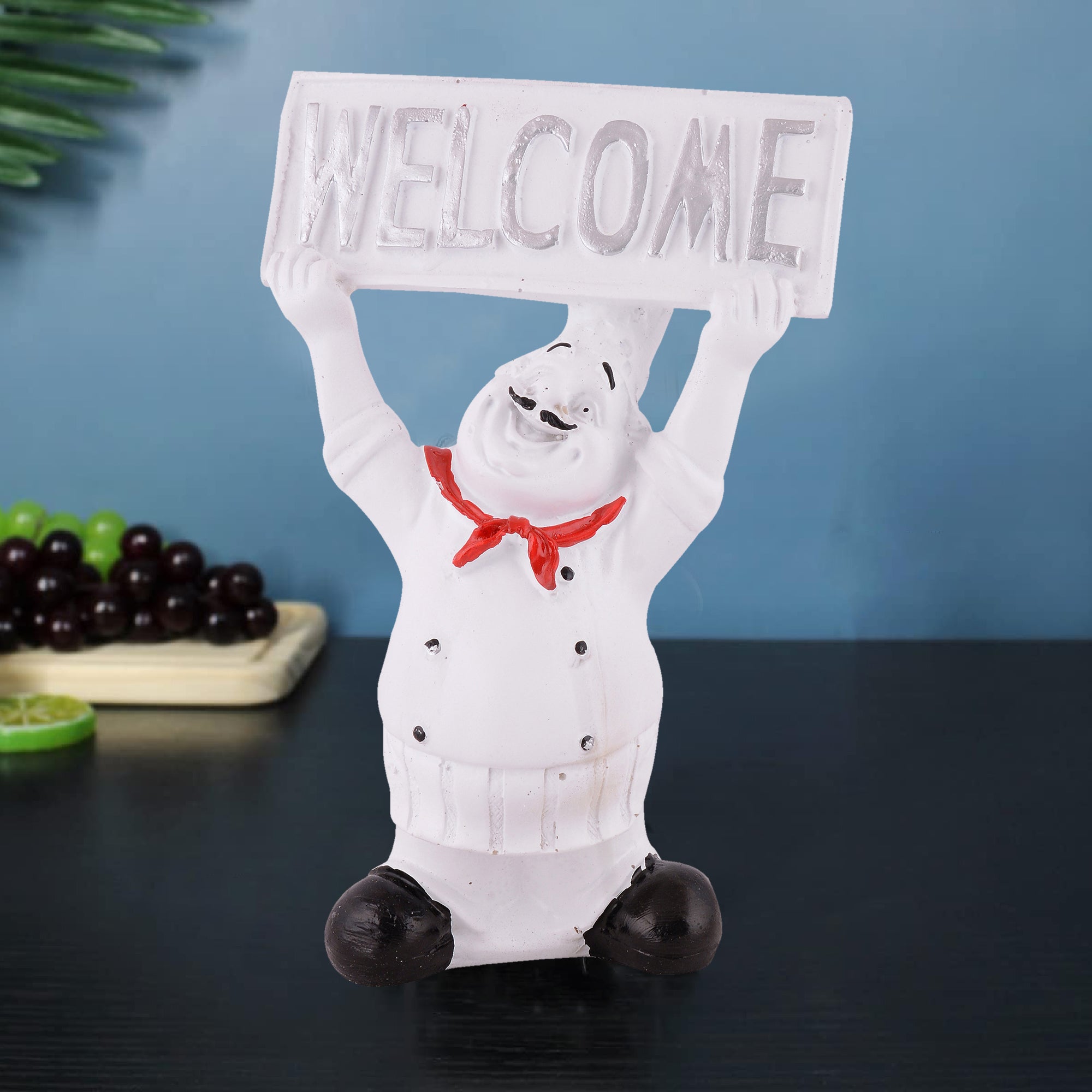 Welcome Chef Figurine – Black Restaurant & Home Entrance Decor