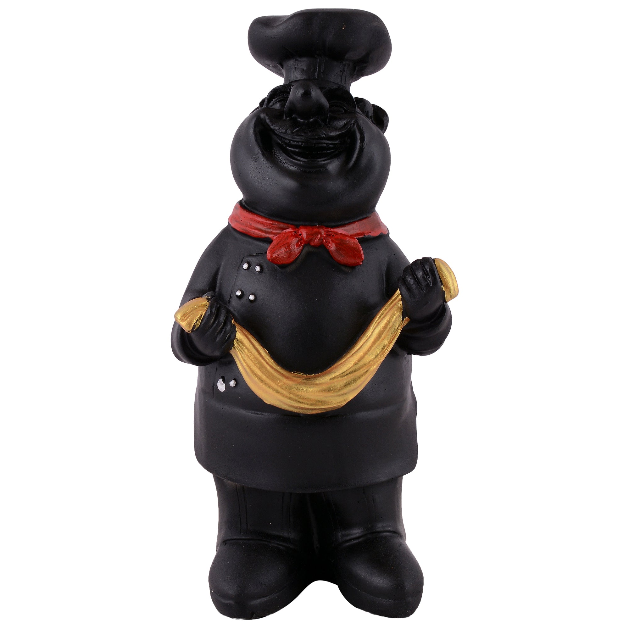 Golden Chef Figurine Holding Scarf – Luxury Kitchen Decor Showpiece