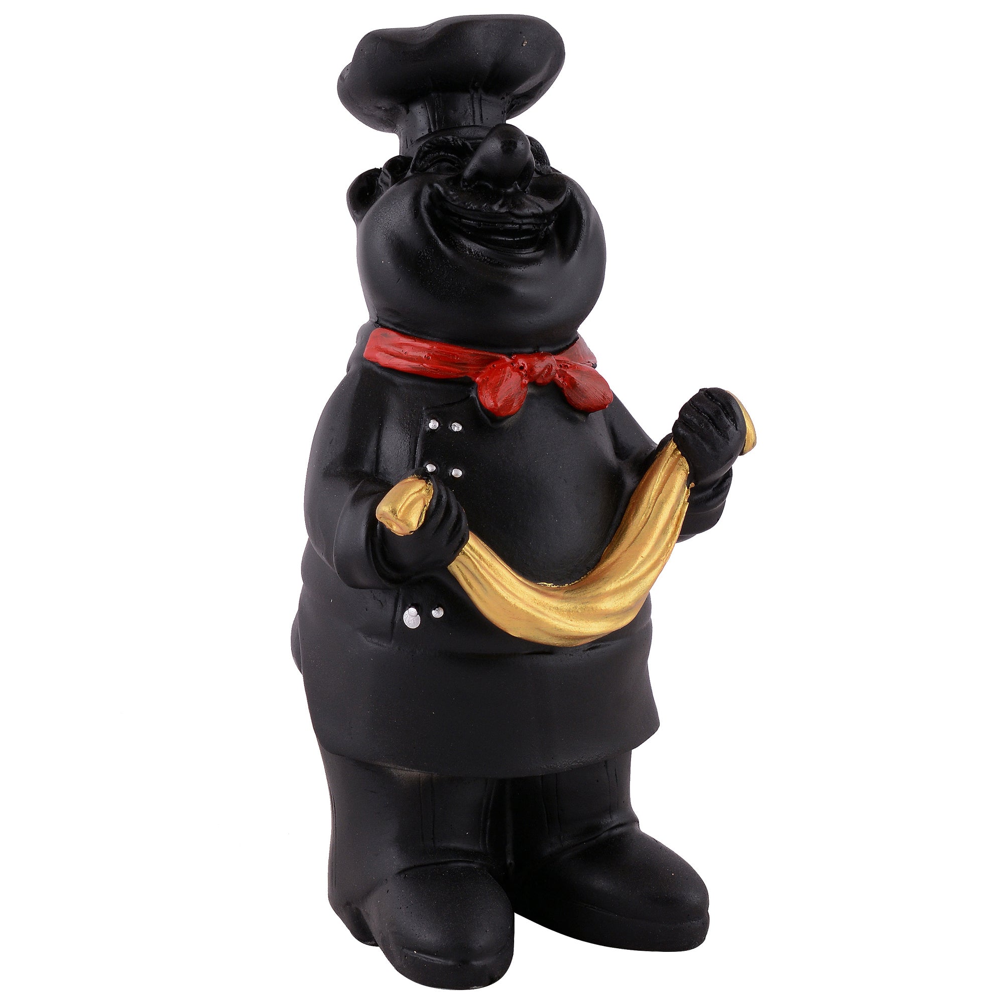 Golden Chef Figurine Holding Scarf – Luxury Kitchen Decor Showpiece
