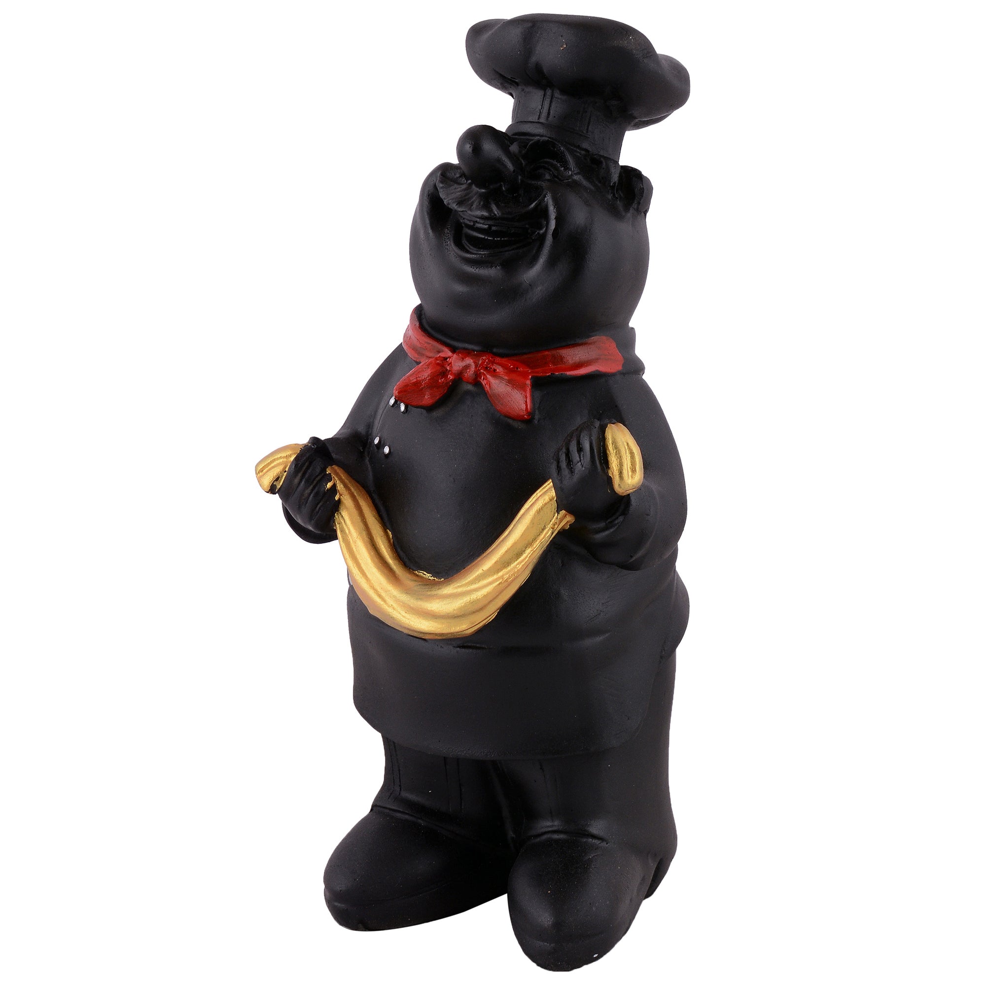 Golden Chef Figurine Holding Scarf – Luxury Kitchen Decor Showpiece