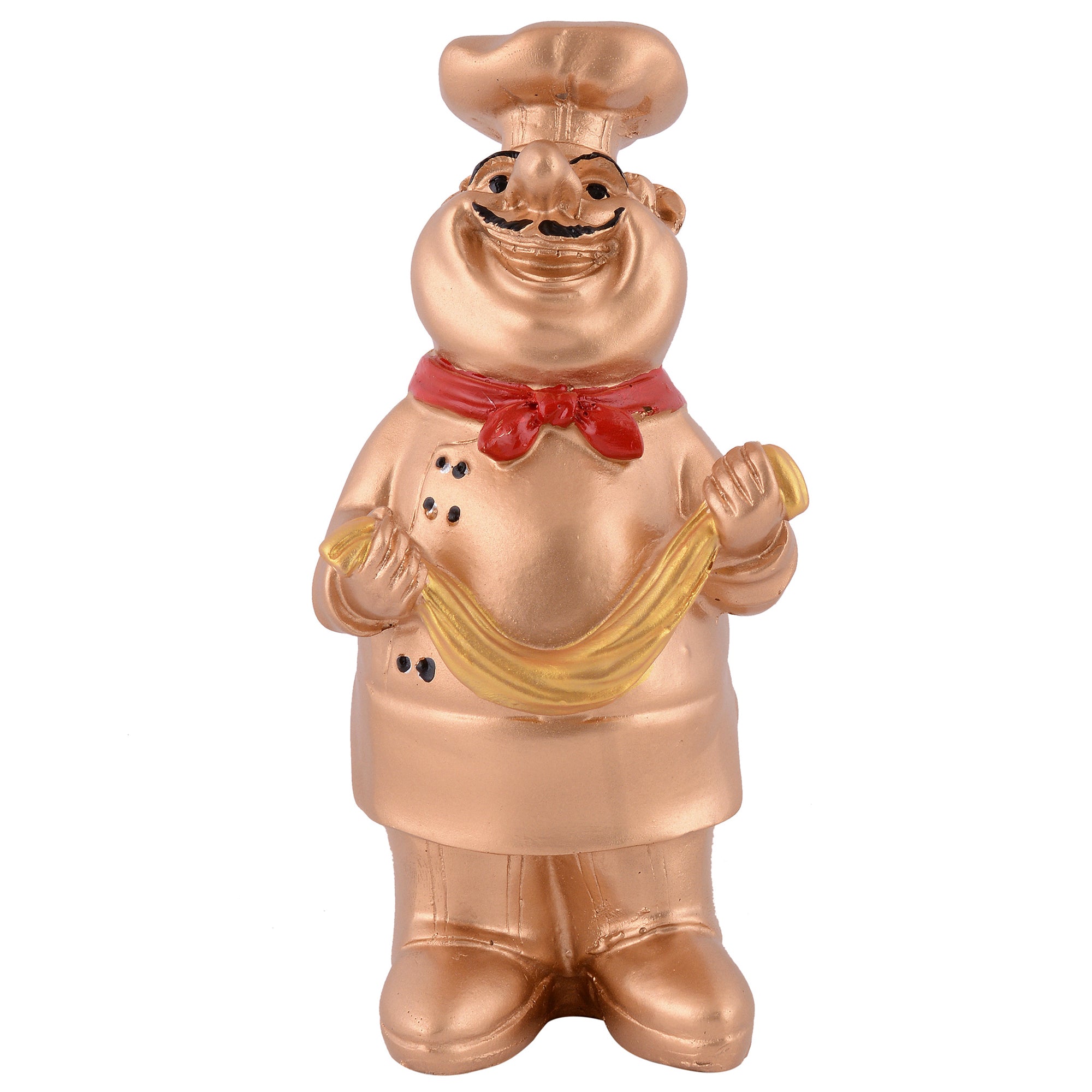 Golden Chef Figurine Holding Scarf – Luxury Kitchen Decor Showpiece