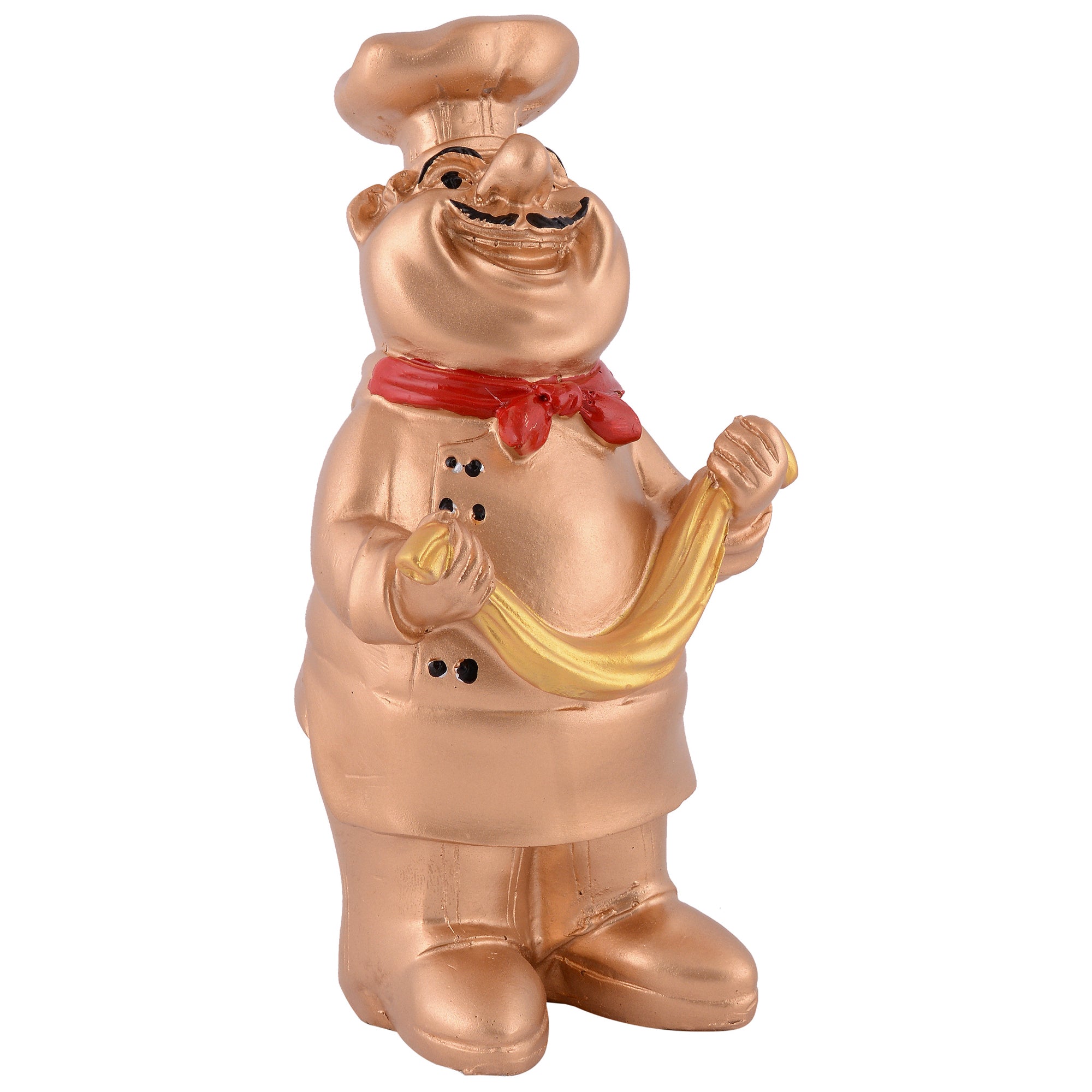 Golden Chef Figurine Holding Scarf – Luxury Kitchen Decor Showpiece