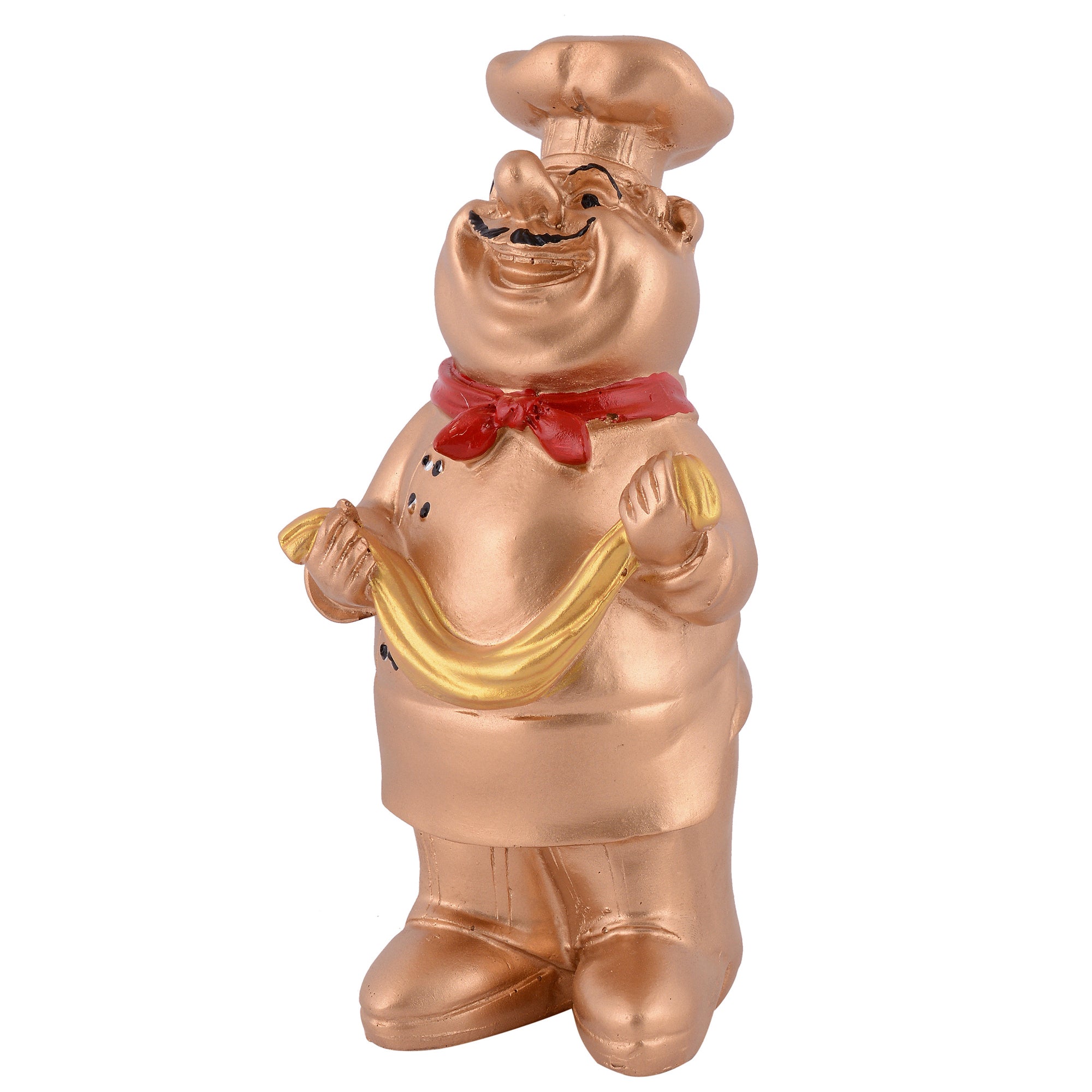 Golden Chef Figurine Holding Scarf – Luxury Kitchen Decor Showpiece