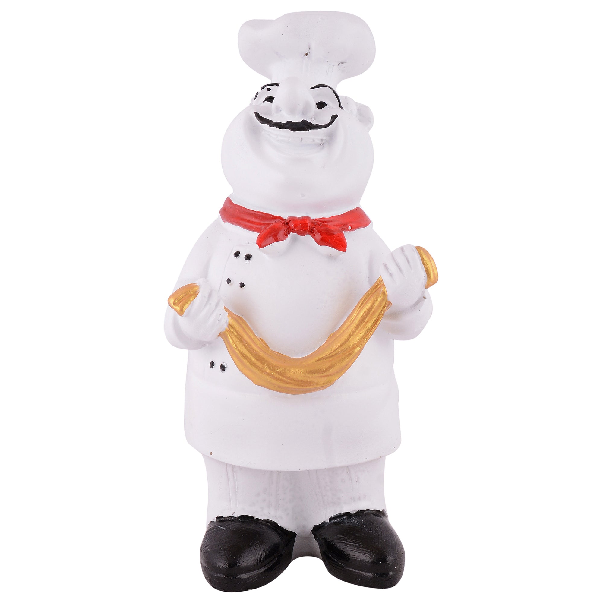 Golden Chef Figurine Holding Scarf – Luxury Kitchen Decor Showpiece