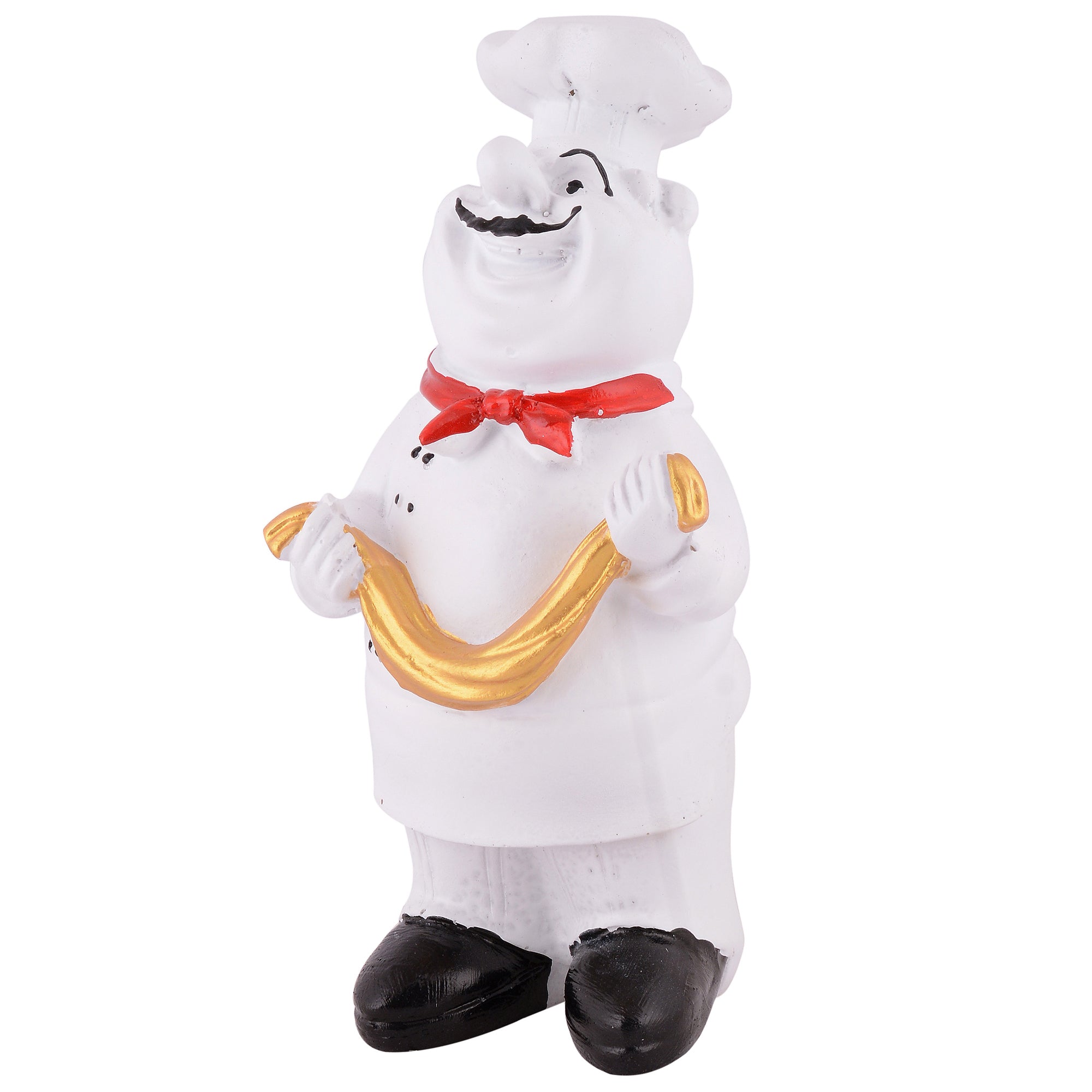 Golden Chef Figurine Holding Scarf – Luxury Kitchen Decor Showpiece